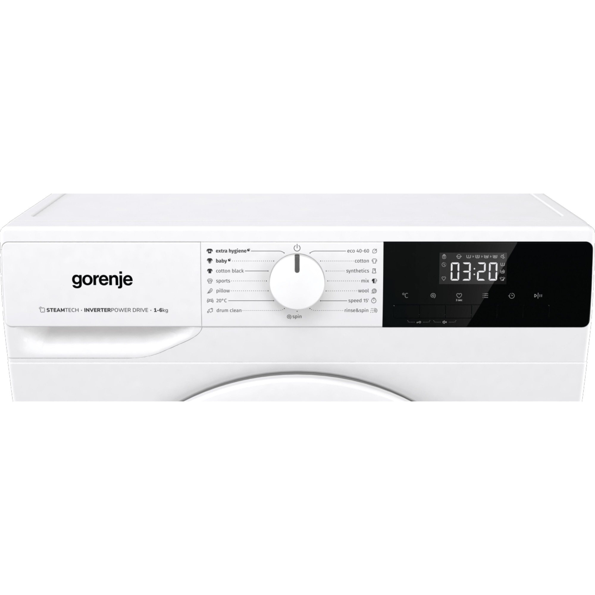 Masina de spalat rufe cu incarcare frontala Gorenje WNHPI62SCS, clasa energetica C, 6 kg, Eco, 1200 rpm., alb