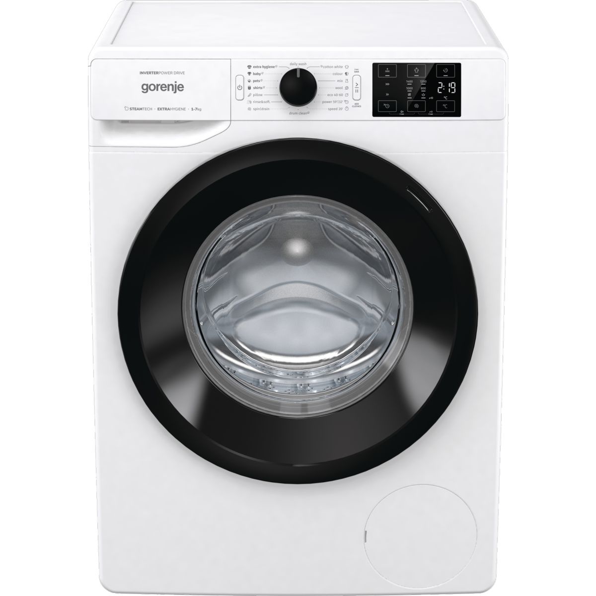 Masina de spalat rufe cu incarcare frontala Gorenje WNEI74AS, 7 kg, clasa energetica A, 1400 rpm, SoftSound, alb