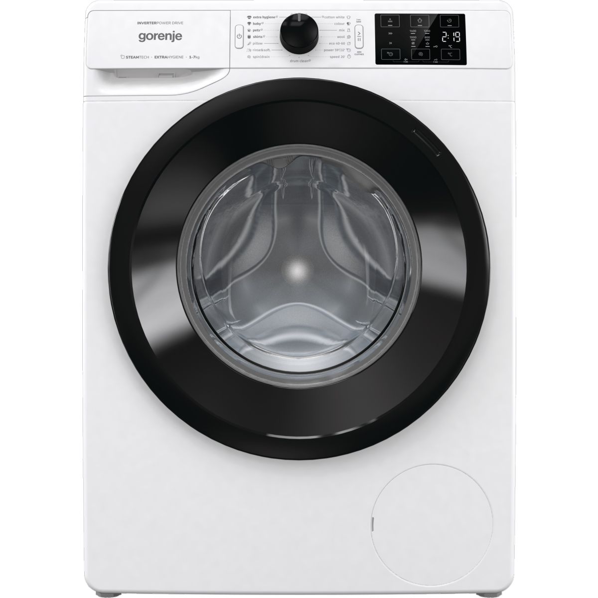Masina de spalat rufe cu incarcare frontala Gorenje WNEI74AS, 7 kg, clasa energetica A, 1400 rpm, SoftSound, alb