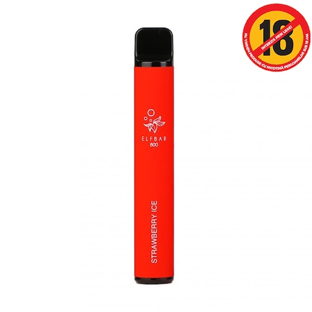 Pachet: 5 x Tigara electronica Elfbar 600 puff cu nicotina 2%, Strawberry Ice, Vape bar de unica folosinta - Aroma de capsuni racoritoare