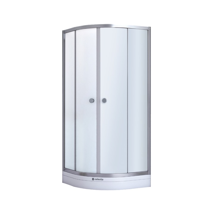 Cabina de dus de colt semirotunda Londra 800 x 800 x 1950 mm, sticla clara