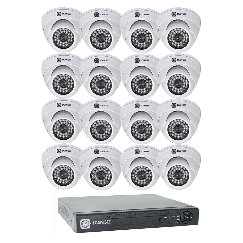 Kit supraveghere ICANSEE ICS-KU100-16P, cu o camera de interior, DVR 16 canale Full HD, 1 canal audio