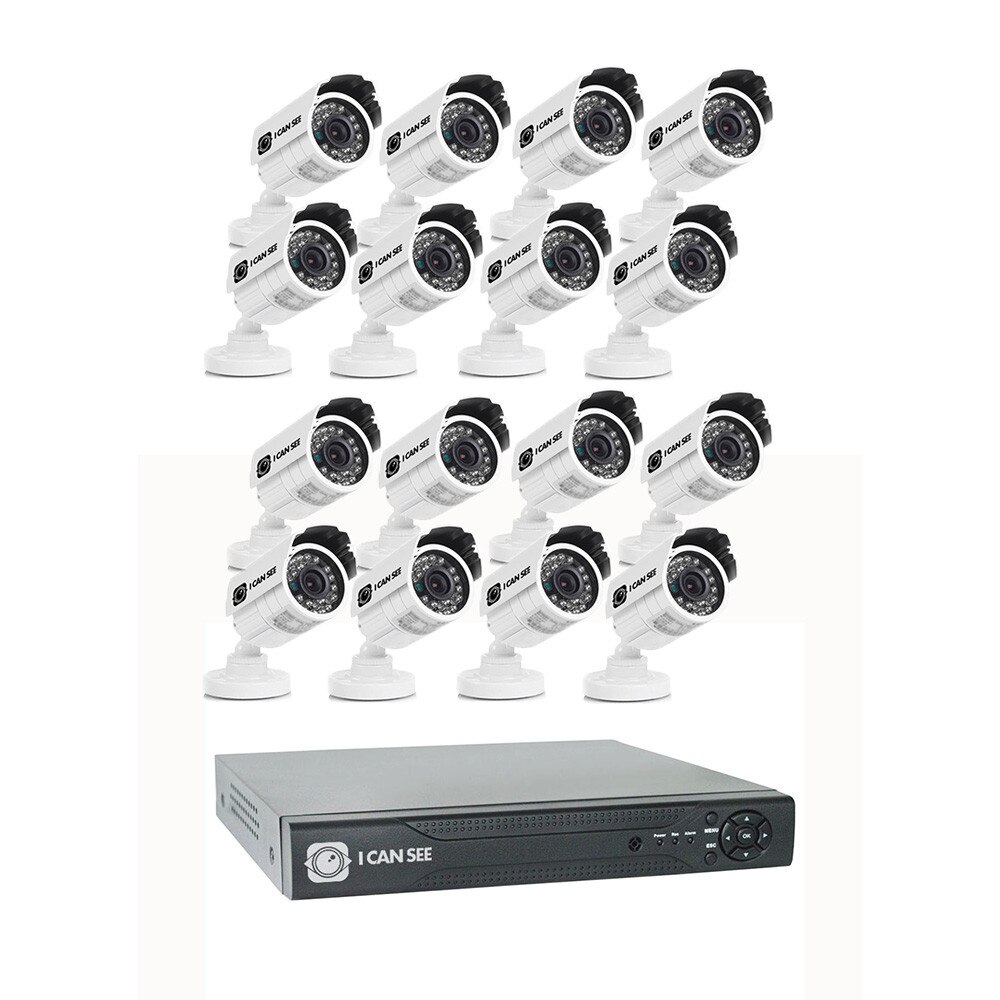 Kit supraveghere ICANSEE ICS-KU100-16S, cu 16 camere de exterior, DVR 16 canale HD 720p, 2 canal audio