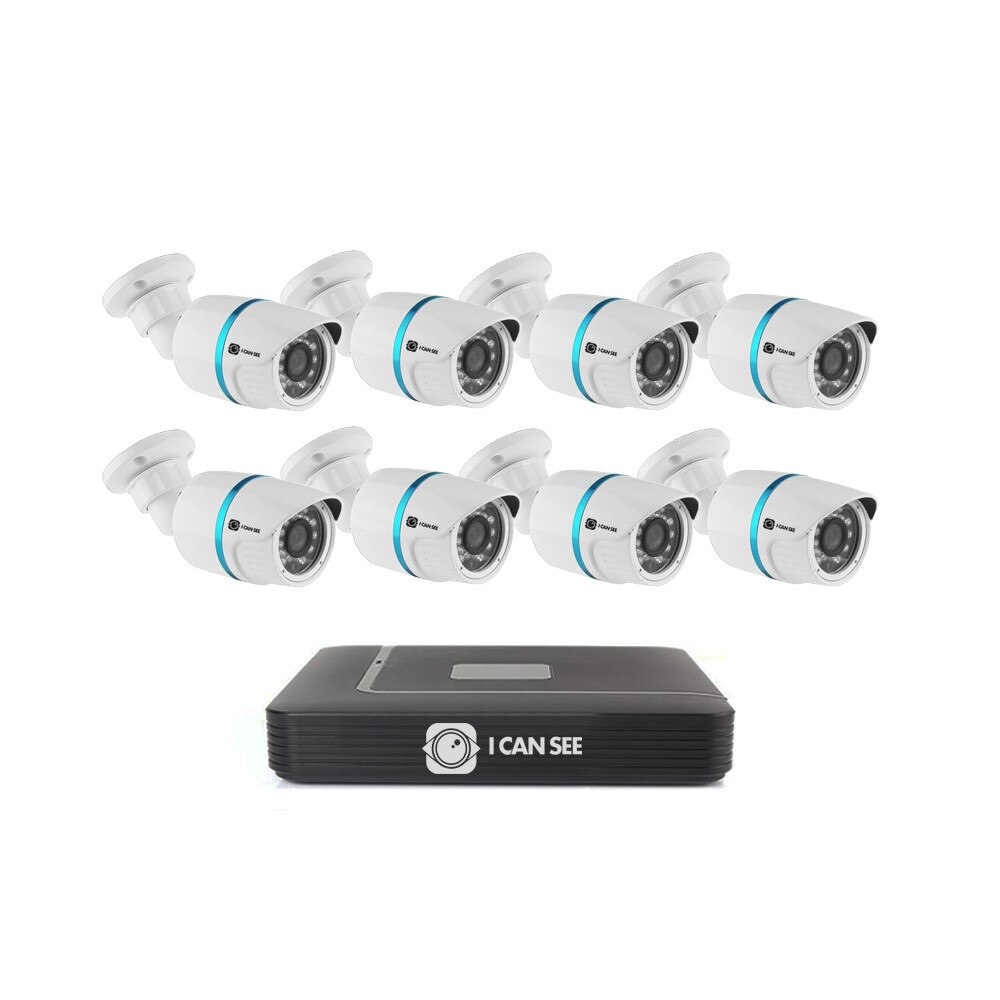 Kit supraveghere ICANSEE ICS-KU100-8S, cu 8 camere de exterior, HD 720p, DVR 8 canale Full HD, 1 canal audio