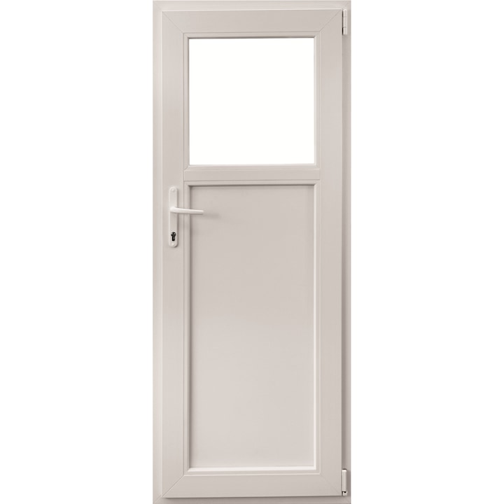 Интериорна врата с прозорец Aplast, PVC , 760 мм x 1880 мм, 1/3 стъкло, Бяла, Отваряне надясно