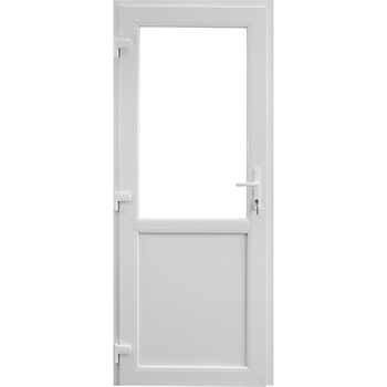 Usa pvc intrare, 86x204 cm, 2/3 sticla, alba, stanga Usa pvc intrare, 86x204 cm, 2/3 sticla, alba, stanga