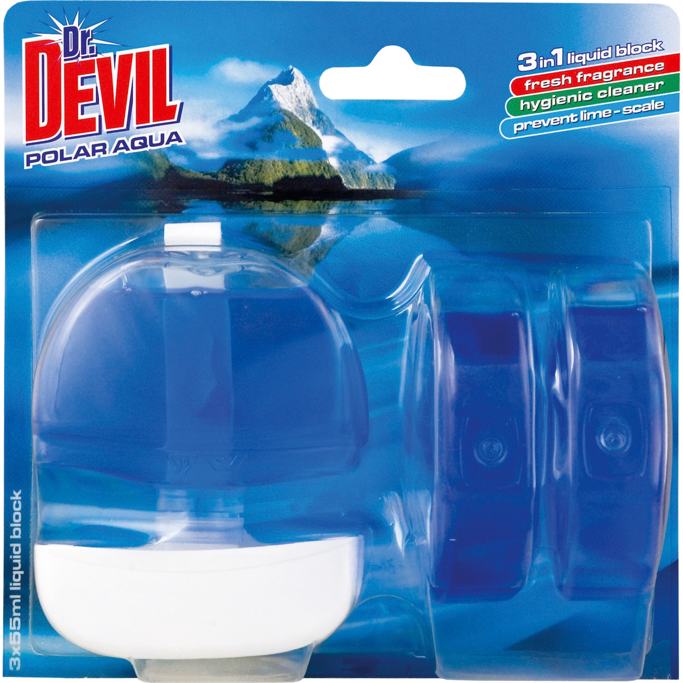 Odorizante lichide pentru WC Dr. Devil 3 in 1, 3 x 55 ml, Polar aqua