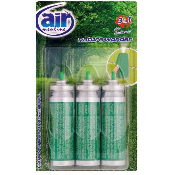 Odorizante AIR menline happy spray rezerva, 3x15ml, Nature wonder