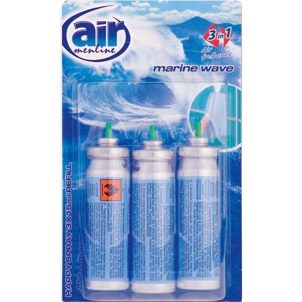 Odorizante AIR menline happy spray rezerva, 3x15ml, Marine wave