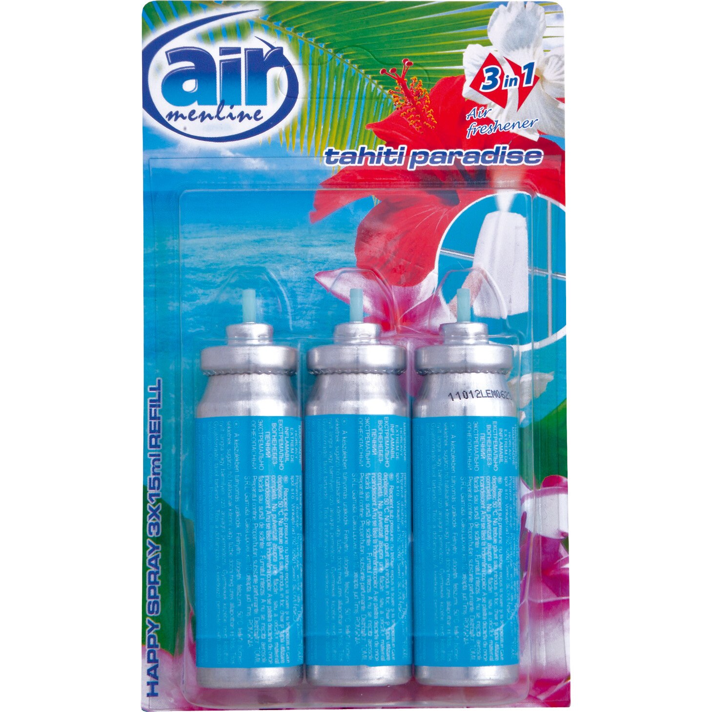 Odorizante AIR menline happy spray rezerva, 3x15ml, Tahiti Paradise