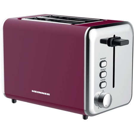 Тостер Heinner Charm TP-1000BG, 850W, 7 нива на препичане, Burgundy