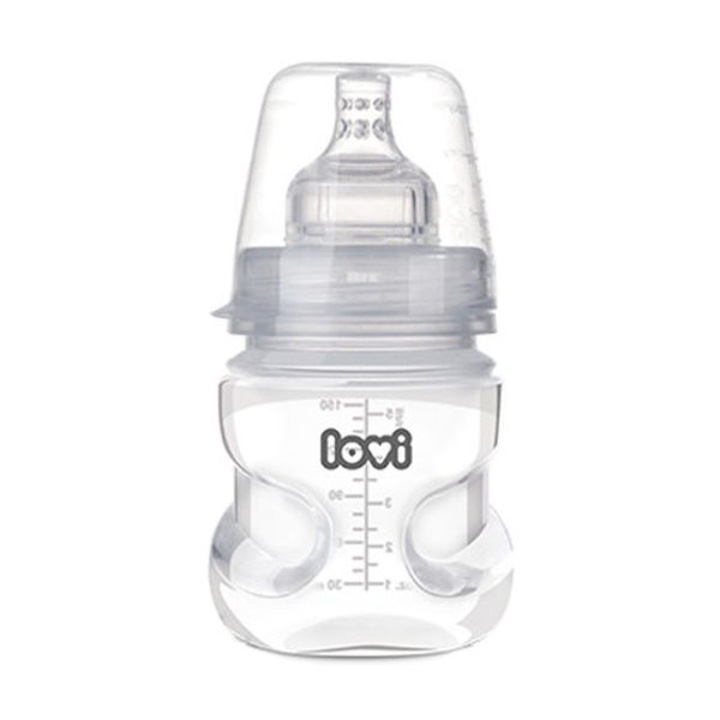 Бебешко шише против колики Lovi, Полипропилен/Силикон, Без бисфенол А, 150 мл, Прозрачен