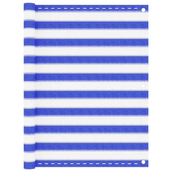 Paravan de balcon vidaXL, albastru si alb, 120x400 cm, HDPE