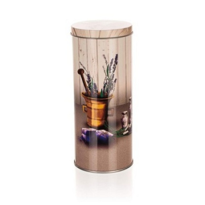 Cutie metalica cu capac pentru decor/depozitare 7.5 x 18 cm Banquet Lavanda