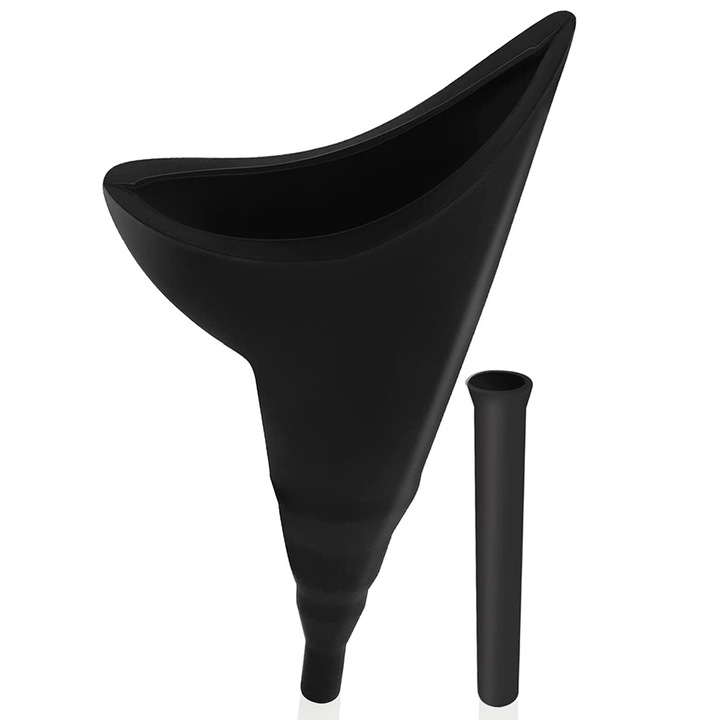 Szilikon piszoár eszköz kivehető hosszabbítóval, Linovit, újrafelhasználható, Fekete