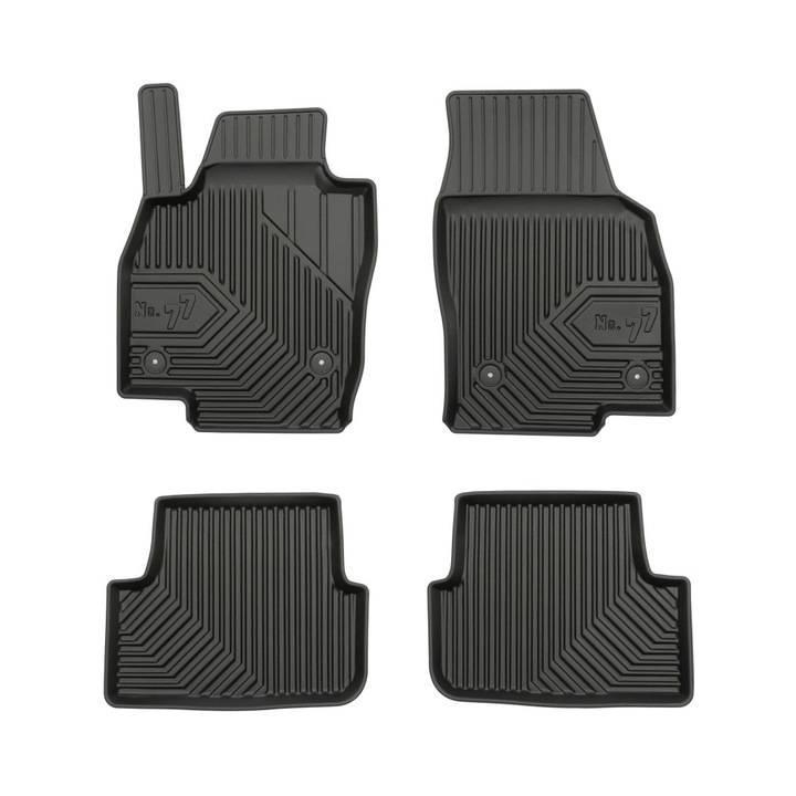 Set 4 Covorase din cauciuc pentru podea, Frogum, No.77, pentru Skoda Fabia IV de la 2021 Negru Cauciuc