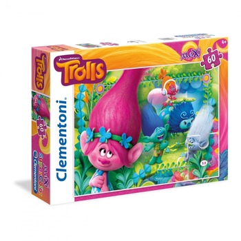 Puzzle Clementoni Supercolor Trolls 60 Maxi piese Puzzle Clementoni Supercolor Trolls 60 Maxi piese
