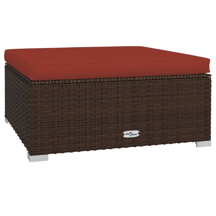 vidaXL barna polyrattan kerti lábtartó párnával 70 x 70 x 30 cm 70 x 70 x 30 cm 5.68 kg