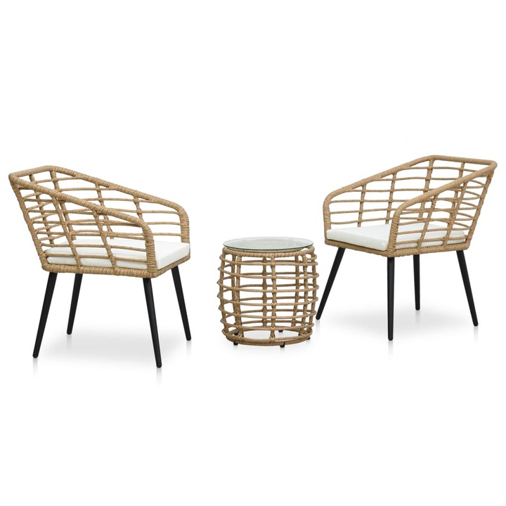 vidaXL 3-darabos tölgyszínű polyrattan bisztrószett 15.14 kg 48577