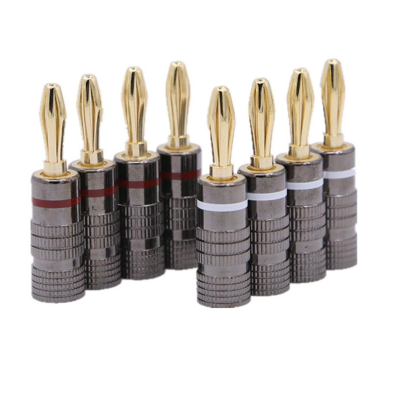 Conector banana aurit 4 mm, set 8 bucati, design inchis cu