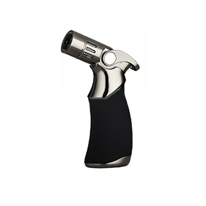 Bricheta Premium Eurojet cu 4 arzatoare, reglaj aer si gaz, reincarcabila, negru-argintiu