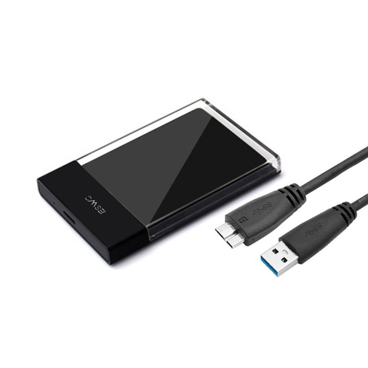 Външен Rack, JESWO, Съвместим със SSD/HDD, 2.5", USB 3.0, Черен