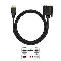 Cablu HDMI la VGA, Atolla®, 1.8m, 1080p/60 Hz, Plug & Play, Unidirectional, Pentru PC/notebook/DVD/set-top box/player/camera, Negru