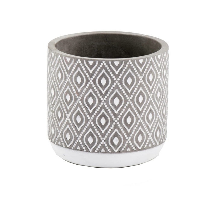 Ghiveci piatra retro gri cu model 14x13cm Ambalaje Flori Online