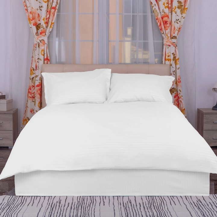 Ágynemű, Ralex, 1 fő, Policotton damaszt, Fehér, 160x230cm