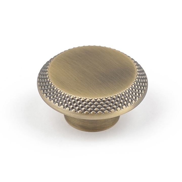 Buton pentru mobila Nola, finisaj alama antichizata periata CB, Ø 45 mm