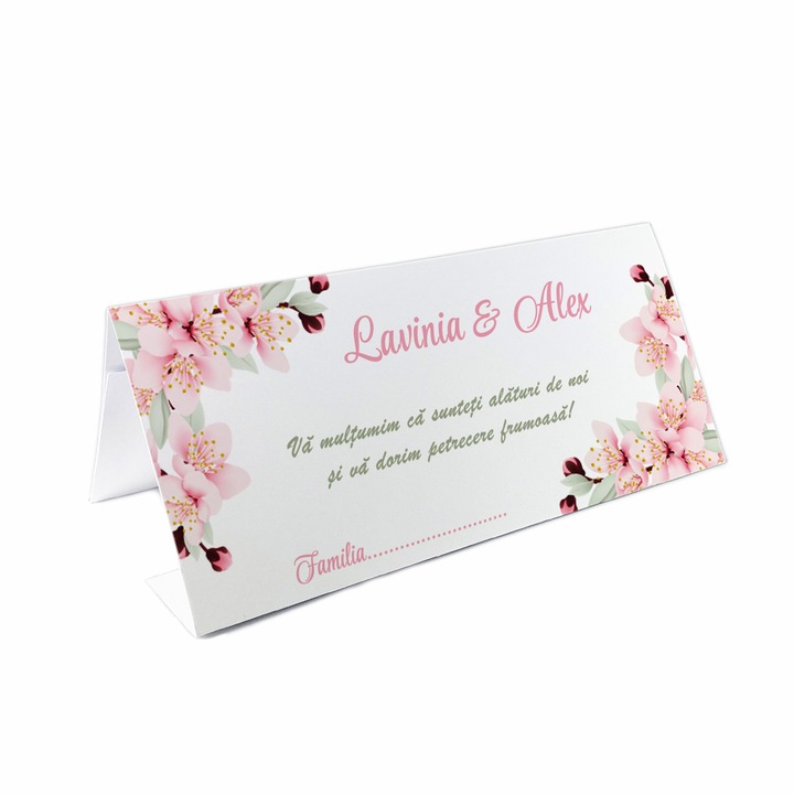 Set 10 bucati, Plic de Bani Nunta Cherry, Carton Alb, Personalizate si Asamblate, 21x10 cm