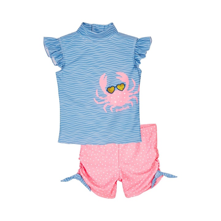 Детски бански, Playshoes, Crab, 2 части, Светлосин меланж