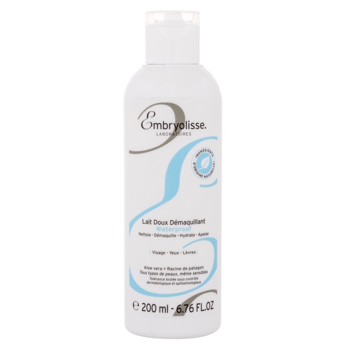 Lapte demachiant rezistent la apa Embryolisse Gentle Waterproof Milky, 200 ml