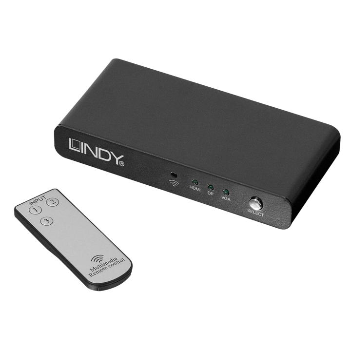Displayport HDMI VGA audio HDMI kapcsoló és konverter, Lindy