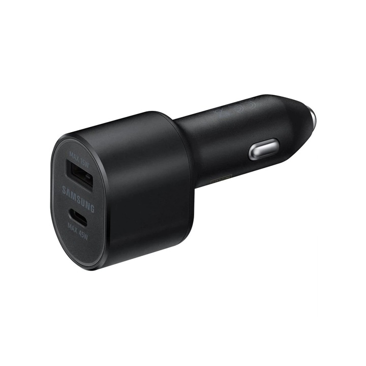 Incarcator auto compatibil cu Samsung, Fast Charger, Dual Port, USB 15W, USB-C 40W, Negru