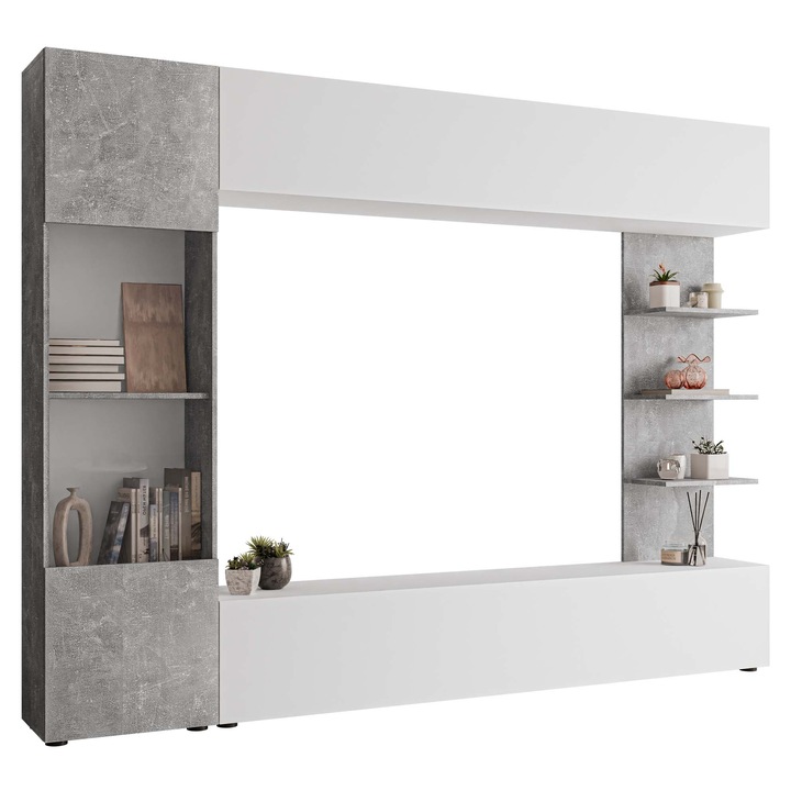 Set de mobilier Alemiko, MIRJAN24, alb, 30x250x187 cm