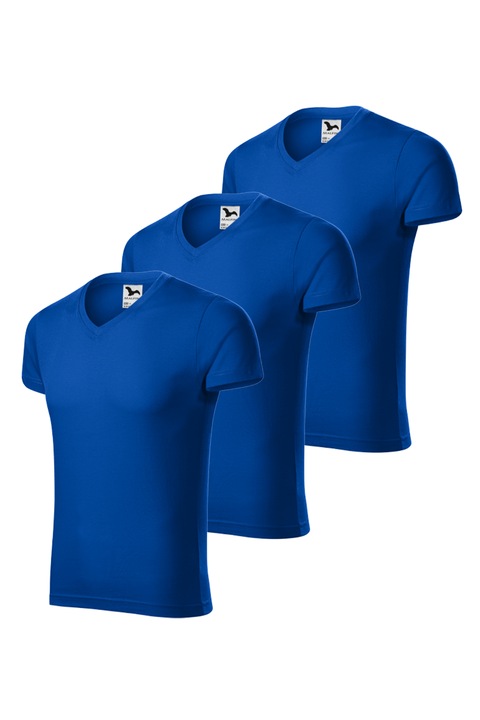 Set 3 tricouri pentru barbati Slim fit V-neck 146, Malfini, material 100% bumbac, Albastru