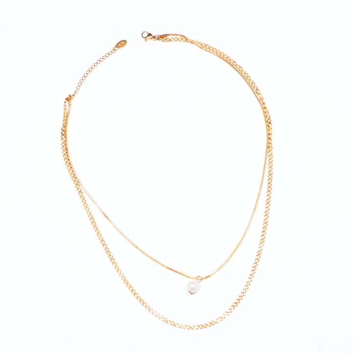 Női dupla nyaklánc, SOOYE, acél/titán, arany