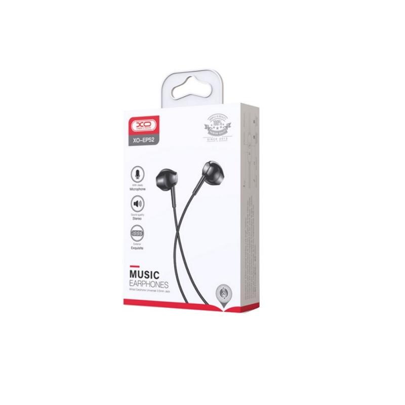 Casti audio cu microfon XO EP52, Control pe fir, mini Jack 3.5, Lungime cablu 1.2m, Negru