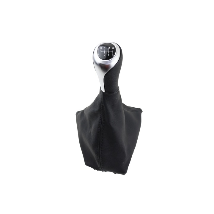 Nuca si manson schimbator de viteze Emzone, Compatibil cu BMW F30, 6 trepte, Piele ecologica/ABS, Negru/Argintiu