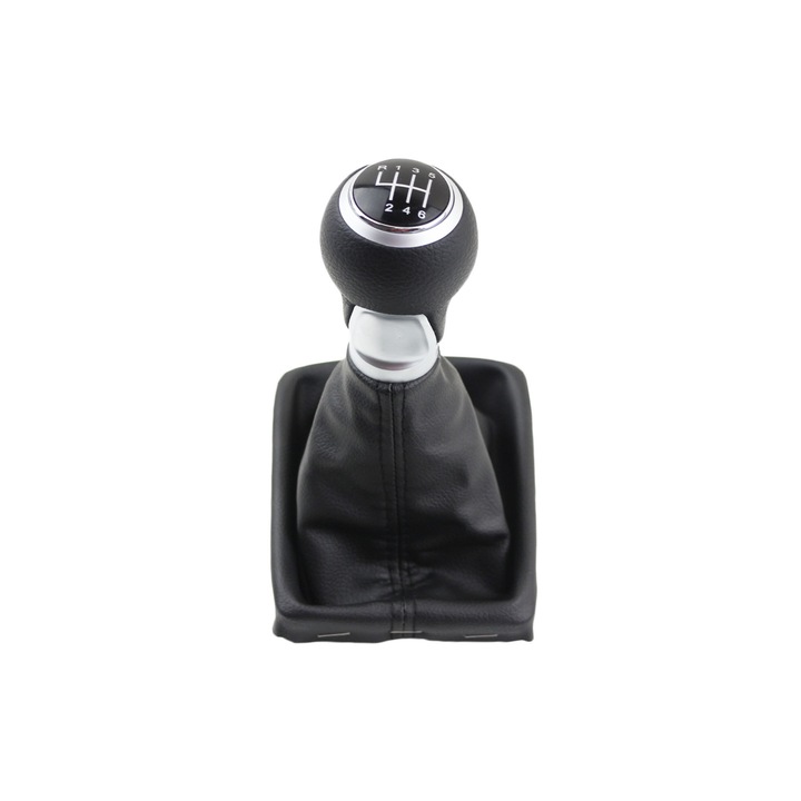 Топка за скоростен лост с маншон Emzone за AUDI A4 S4 B8 A5 S5 8R S LINE, 6 скорости, Черна кожа, Сребрист