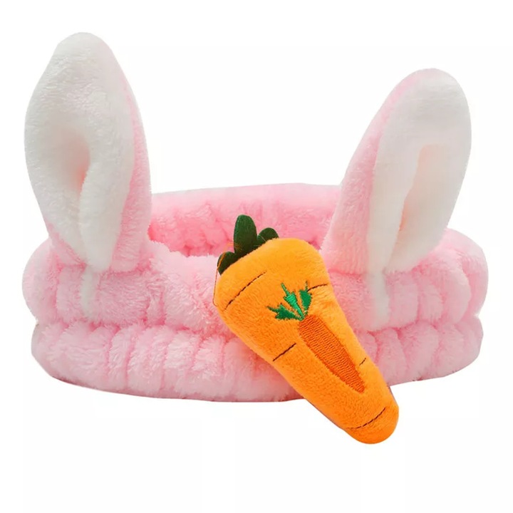 Bentita cosmetica machiaj, iepuras cu morcovel, roz cu portocaliu, marime standard, EFAYN