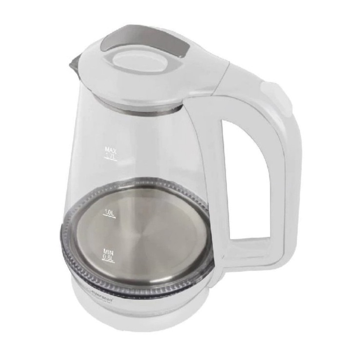 Fierbator electric Esperanza EKK024W, 1500W, 1.7l, carcasa din sticla, lumini LED, Alb
