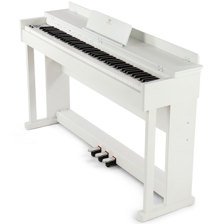 Pian, Mustar, 88 Clape, Digital, Alb,3 Adaptor Pedala, 2 Porturi Pentru Casti