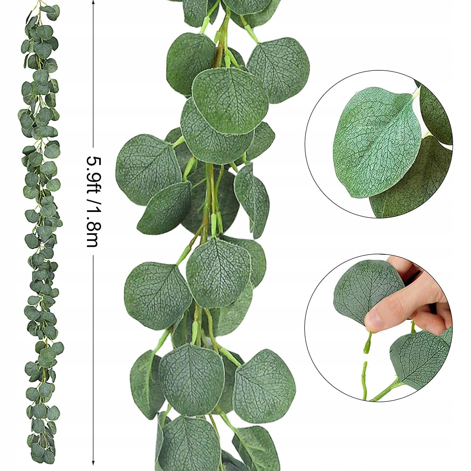 Ghirlande Di Eucalipto Finto Per Decorazione - 2 Pezzi, Diametro 22,9 Cm, Foglie Di Seta, Per Porte, Pareti, Cucina