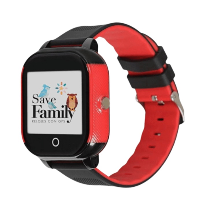 Smartwatch Savefamily Junior 2G, Chat privat, Apel, Buton SOS, Negru/Rosu