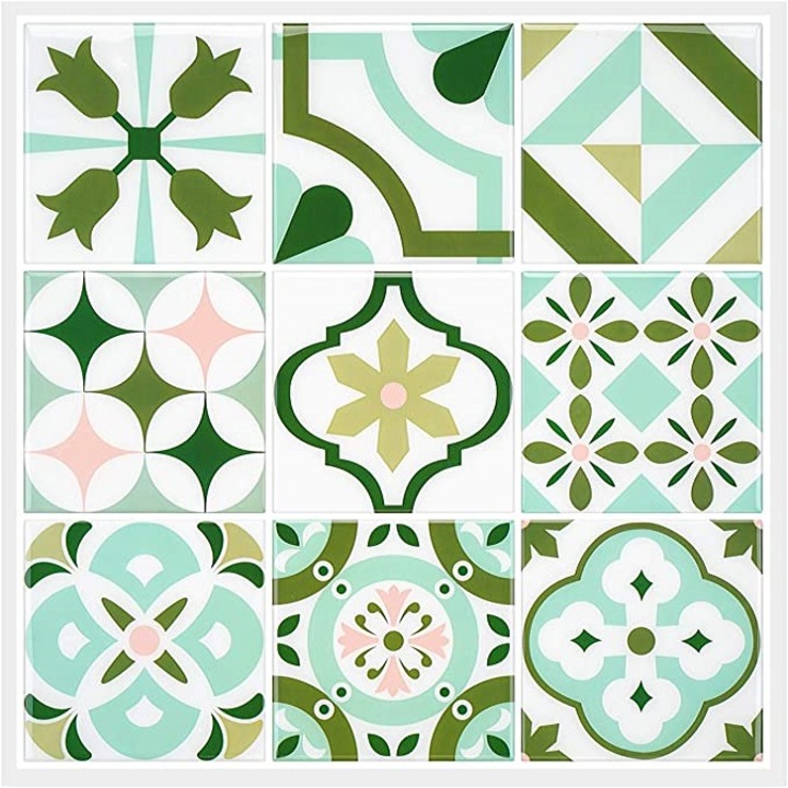 6 db-os csempe matrica készlet, többszínű, geometrikus, 30,5 cm x 30,5 cm