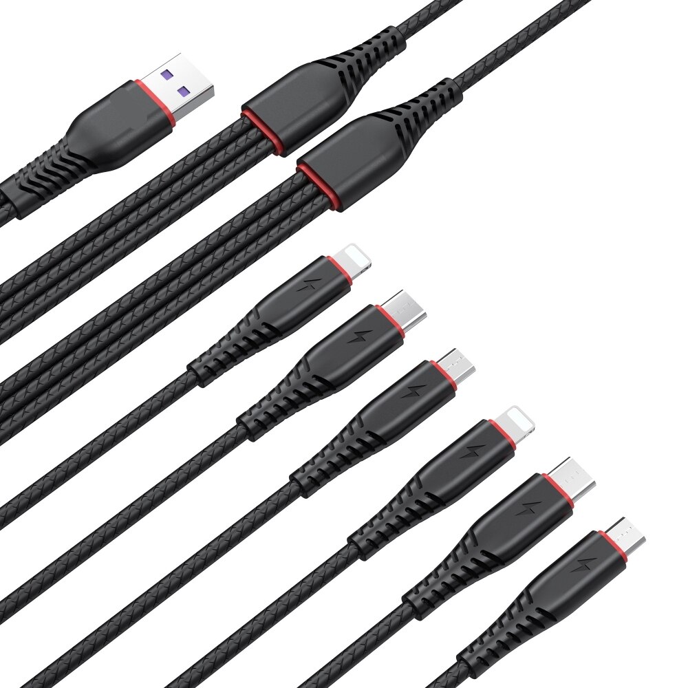 Кабел за зареждане 6 в 1, 2 x Lightning, 2 x Micro USB, 2 x USB-C, 2 ...