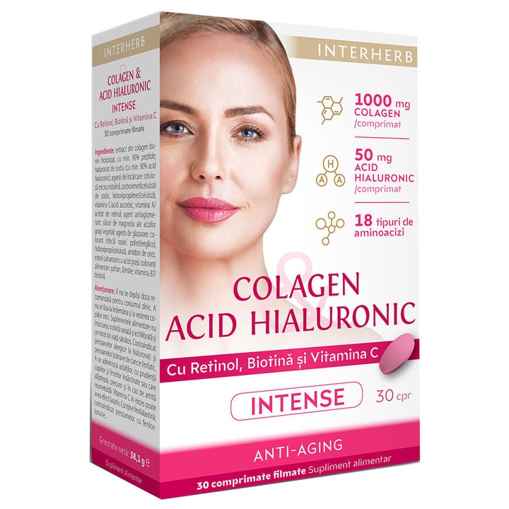 Colagen cu Acid Hialuronic Intense 30 comprimate