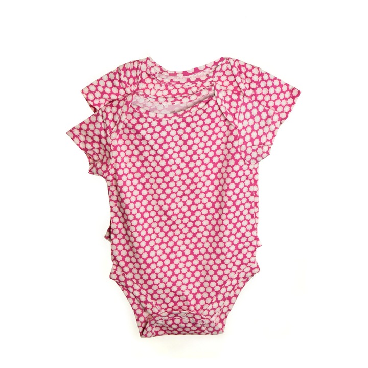 Set 2 body-uri pentru fetite, Tiny Tillia, Bumbac, Rosu/Alb, 68 cm